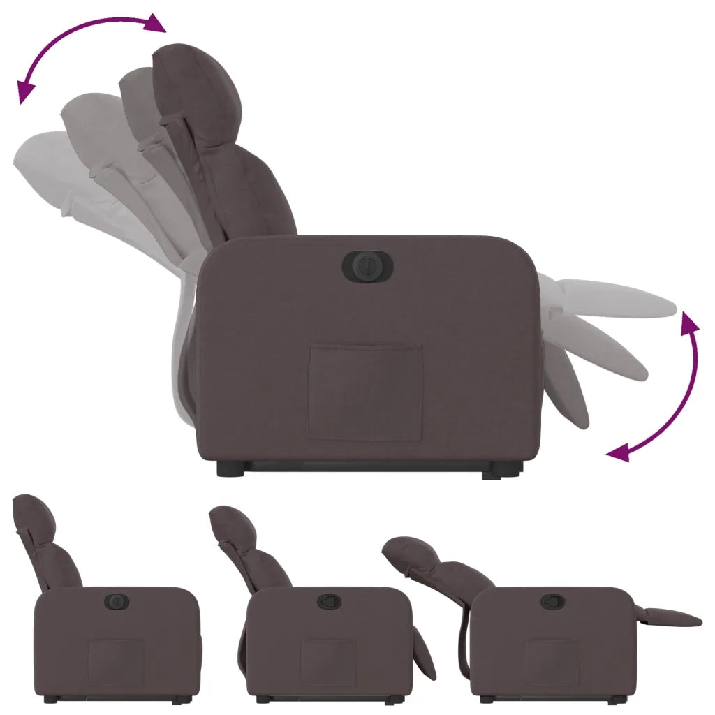 Poltrona Alzapersona Reclinante Elettrica Marrone Scuro Tessuto 3206722