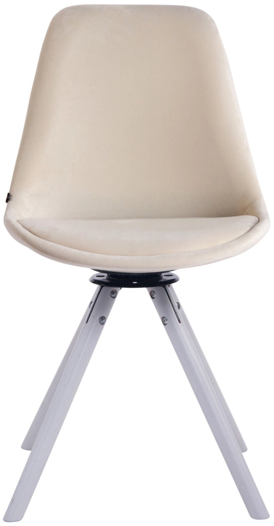 Sedia Pranzo Girevole Troyes In Velluto bianco,crema