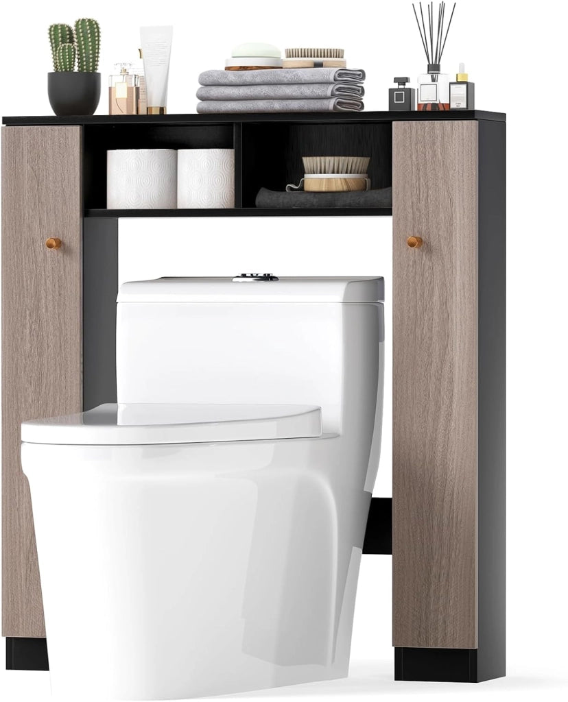 Mobile WC portaoggetti sopra il WC, mobile da bagno con ripiani regolabili aperti, armadio da bagno autoportante, 87,5 x 18 x 98 cm (bianco)