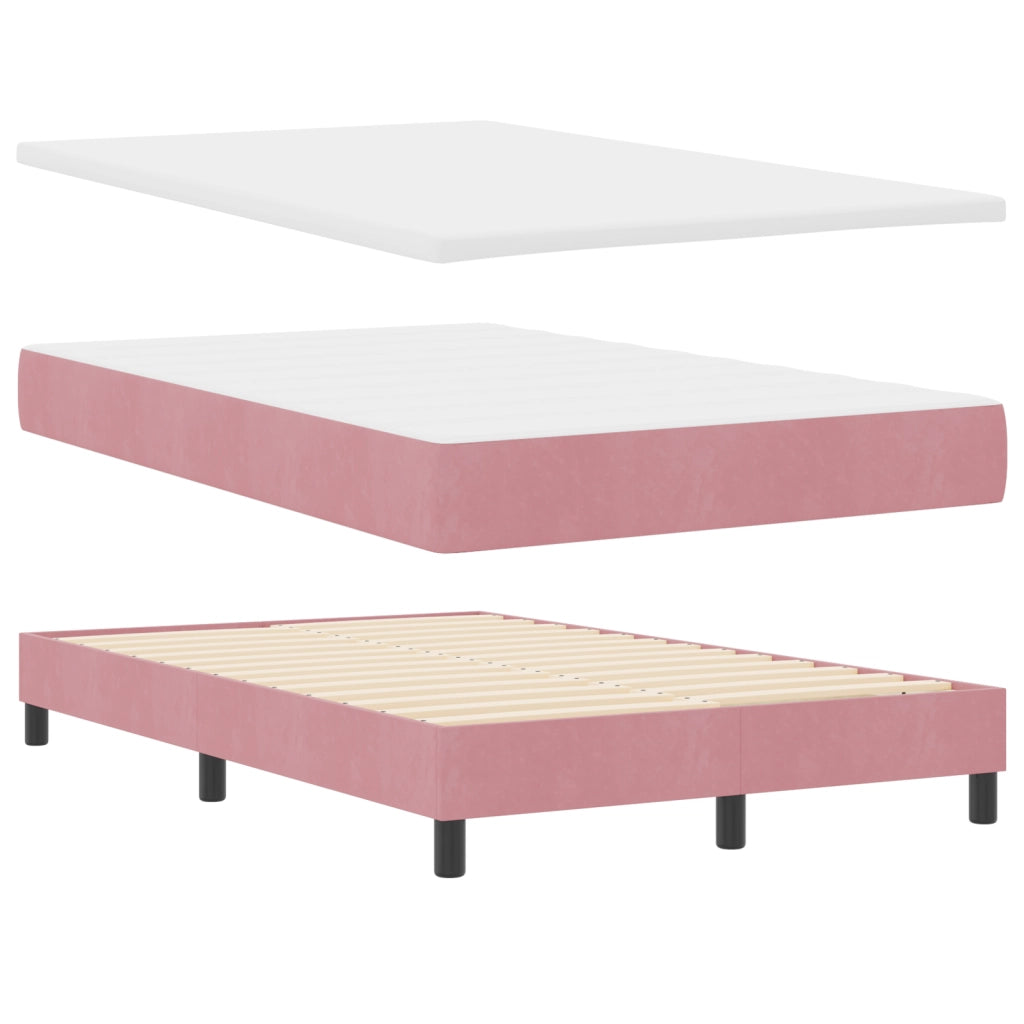 Letto a Molle con Materasso e LED Rosa 120x200 cm Velluto