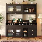 CREDENZA ALTA 145x39x171 cm in MDF Nero con ante in vetro
