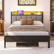 Letto 140x190cm LED - Xylo - USB testiera metallo senza rete