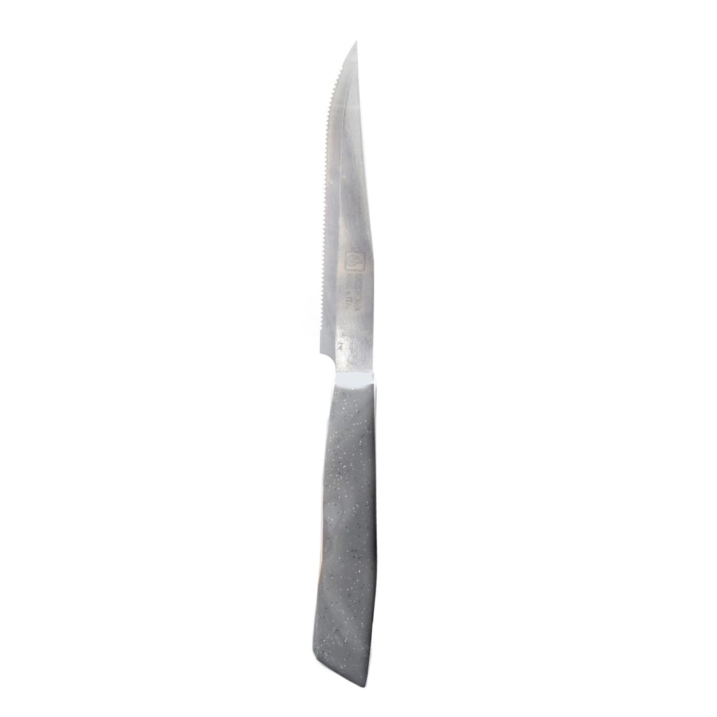MAURY'S SET DA 6 COLTELLI PER BISTECCA IN ACCIAIO INOX GRIGIO EFFETTO PIETRA