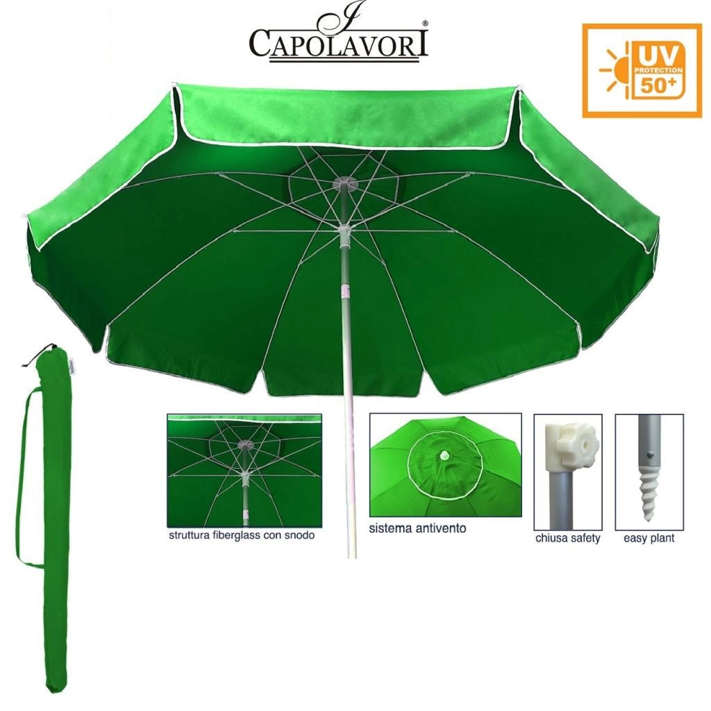 Ombrellone Mare Spiaggia Luxury Palo in Alluminio Maxi Verde 240 cm