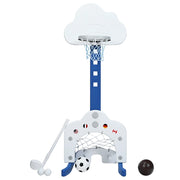 Canestro da basket 3 in 1 altezza regolabile da 77 a 116 cm divertente per i bambini in HDPE blu scuro e bianco 20_0020504