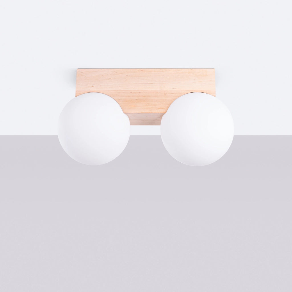 Lampada a sospensione moderna BULBO Peach Puff a 2 luci in legno e vetro IP20