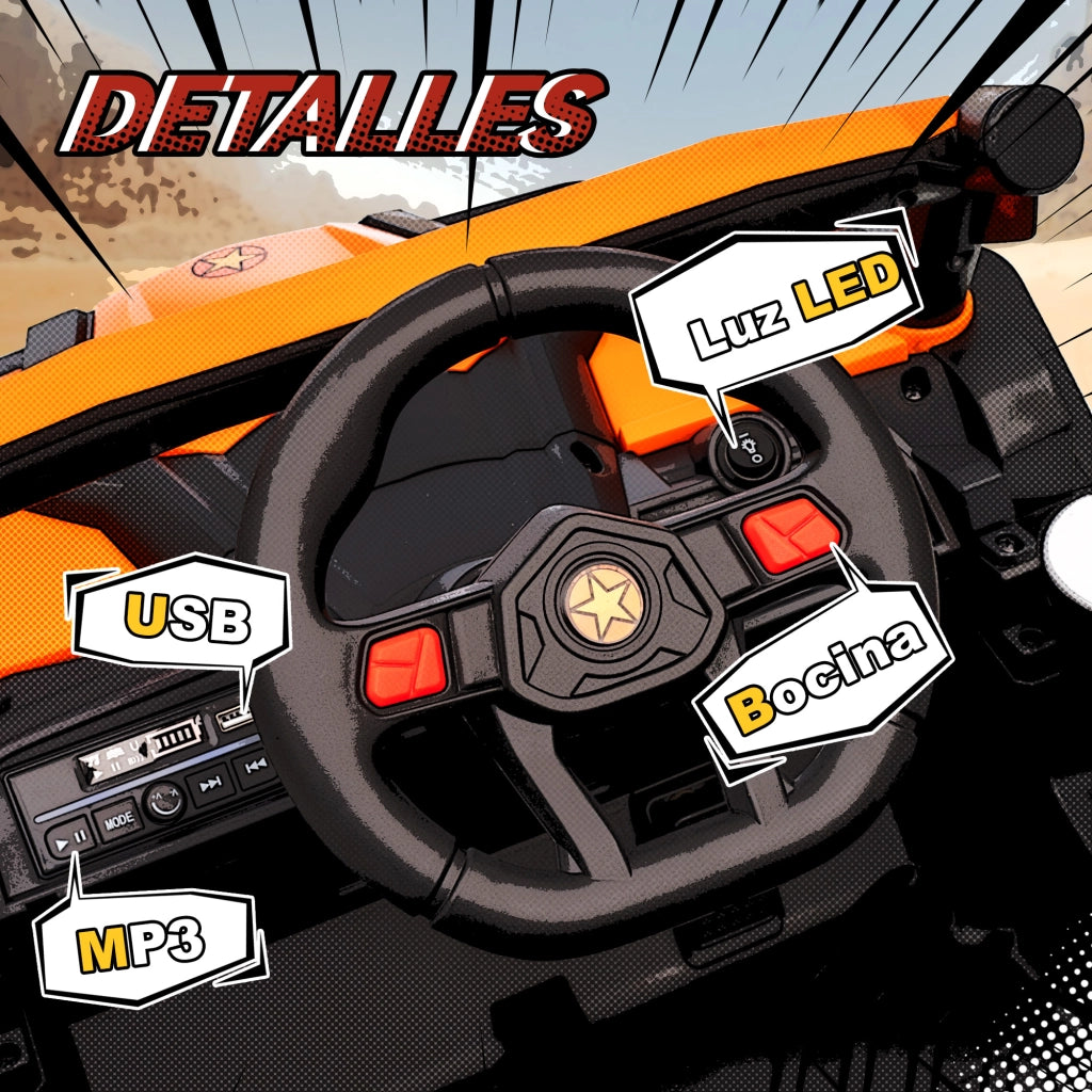 Auto Elettrica per Bambini UTV 12V ¨C Xylo ¨C 2 Motori, Telecomando, Arancione