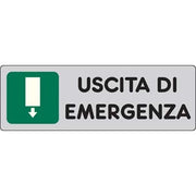 TARGA SEGNALETICA ADESIVA USCITA EMERGENZA - VINILE CM 15X5- 10 pezzi