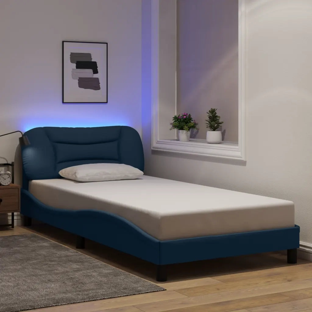 Giroletto con LED senza Materasso Hvar Blu 100x200 cm in Tessuto