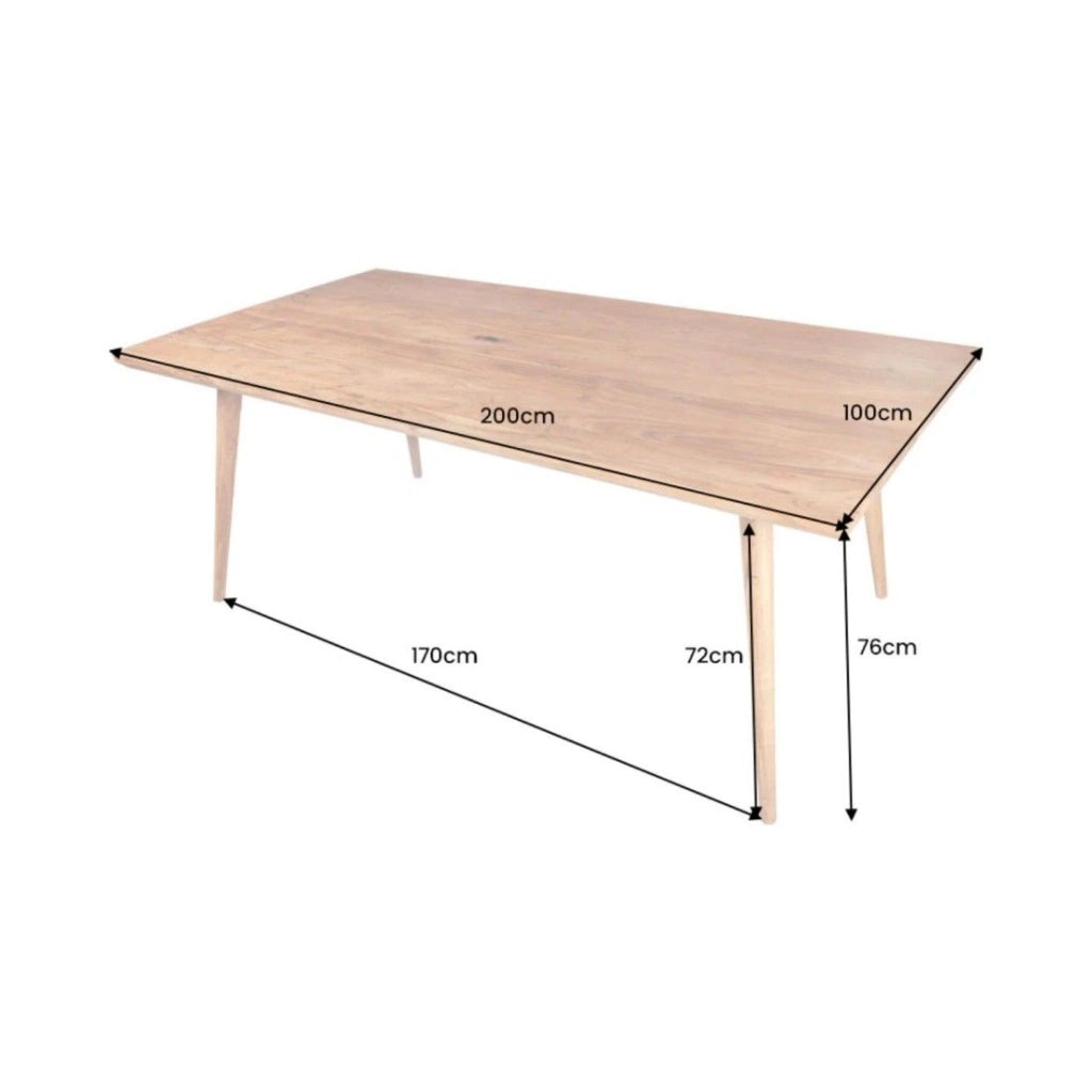 Tavolo da pranzo SCANI 200 cm – Piano in legno massello di acacia verniciato e struttura abbinata