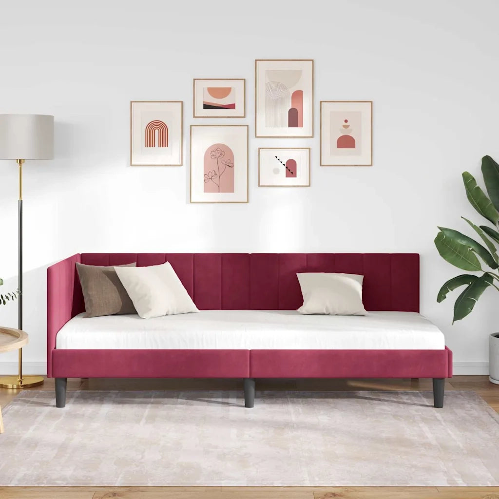 vidaXL Cornice del letto ad angolo Rosso vino 80 x 200 cm Velluto