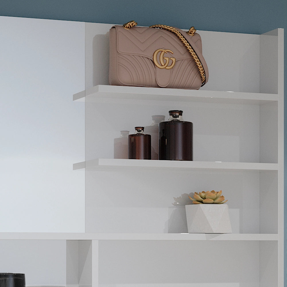 Vicco Mensola dello specchio Bianco lucido 119.8 x 70 cm con scomparti aperti