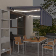 Tenda Automatica Parasole Sensore Vento LED 4x3m Blu Bianca 3069431