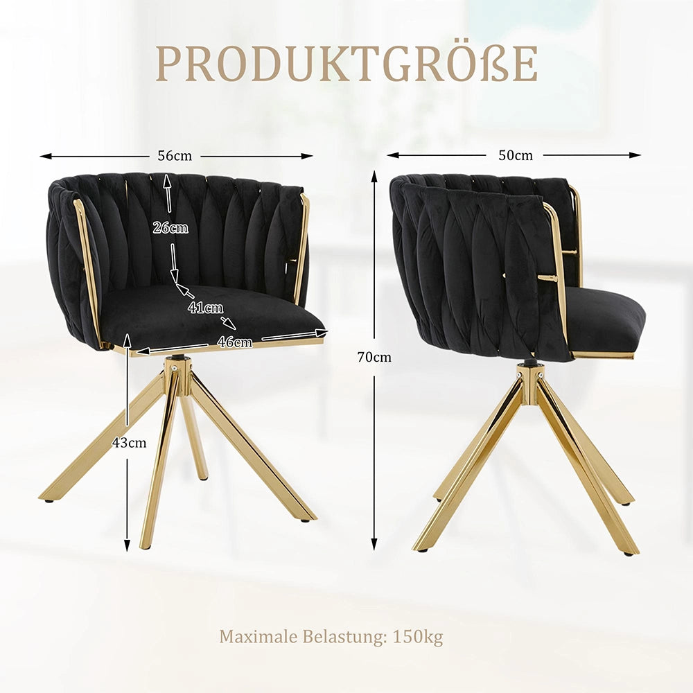 Set 2 poltrone girevoli - Xylo - velluto struttura metallica nera
