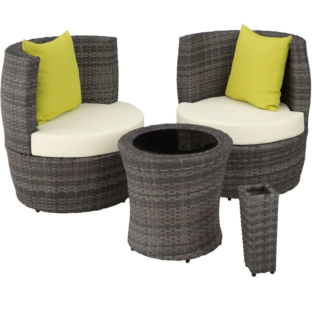 Mobile da giardino in rattan sintetico intrecciato in resina 2 posti grigio 2108085