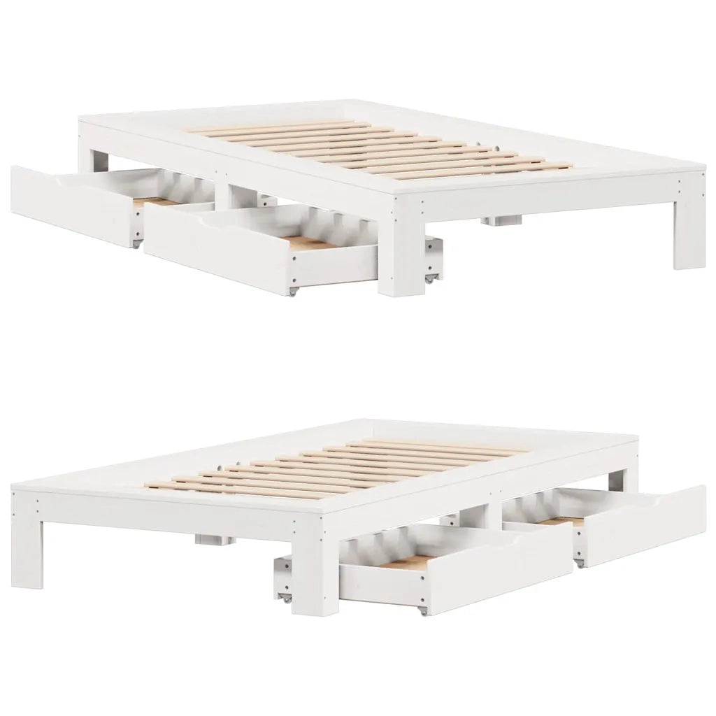 Letto senza Materasso Bianco 90x190 cm in Legno Massello Pino 3309021