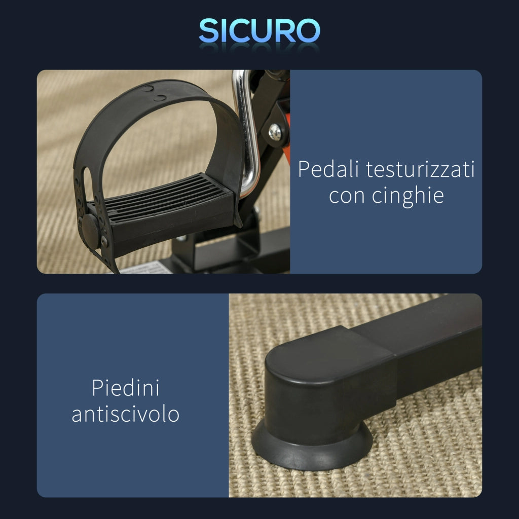 EasyComfort Mini Cyclette per Riabilitazione con Altezza e Resistenza Regolabile e Display LCD, in Acciaio e ABS, Nera e Rossa