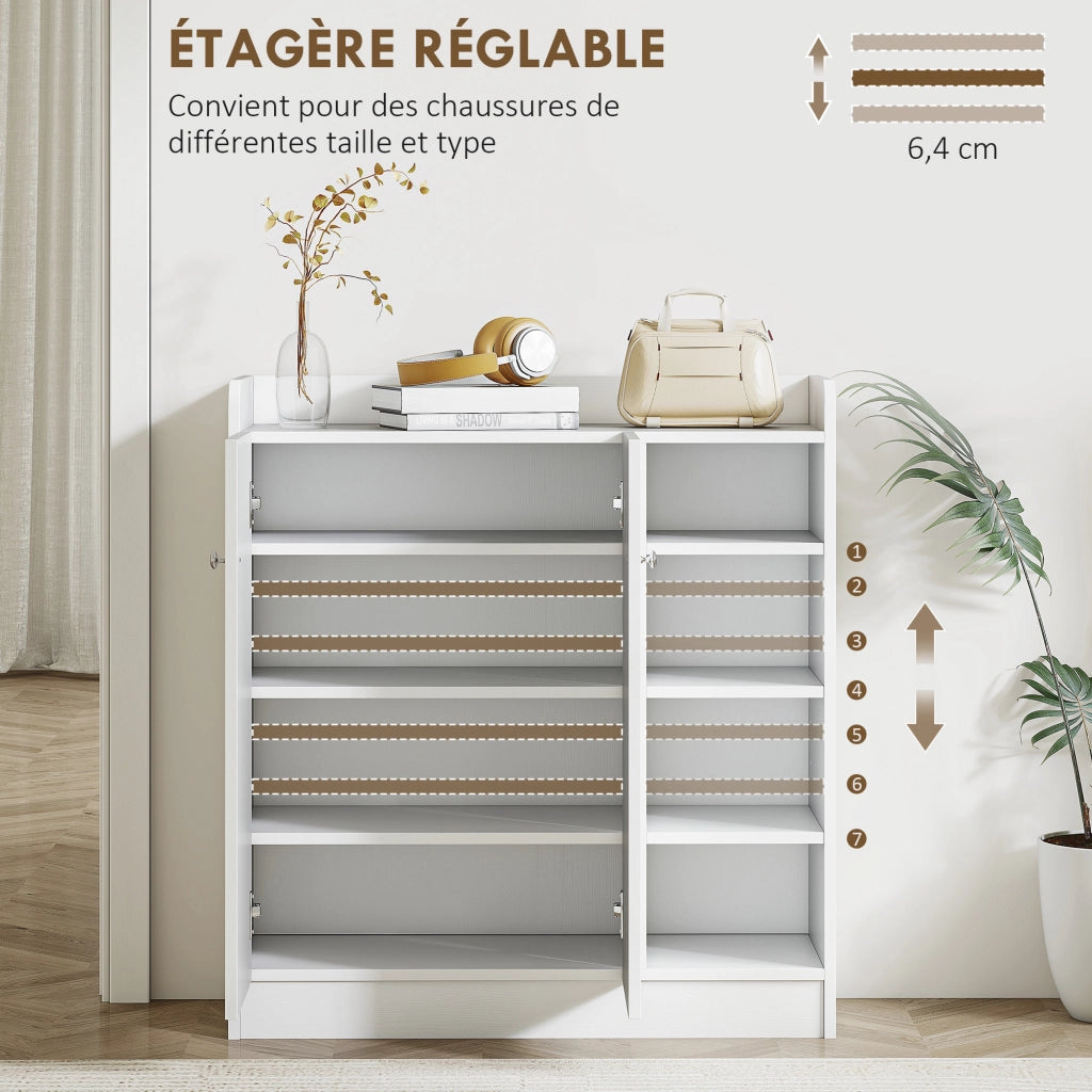 Scarpiera con 4 scomparti aperti e armadio 2 ante ¨C zephmum ¨C bianco 83x30x90 cm