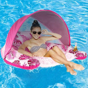 Float per bagnanti con parasole e contenitori per bicchieri - Sedile per piscina XL - Float per relax con parasole regolabile - Float per bagnanti gonfiabile per adulti - Rosso