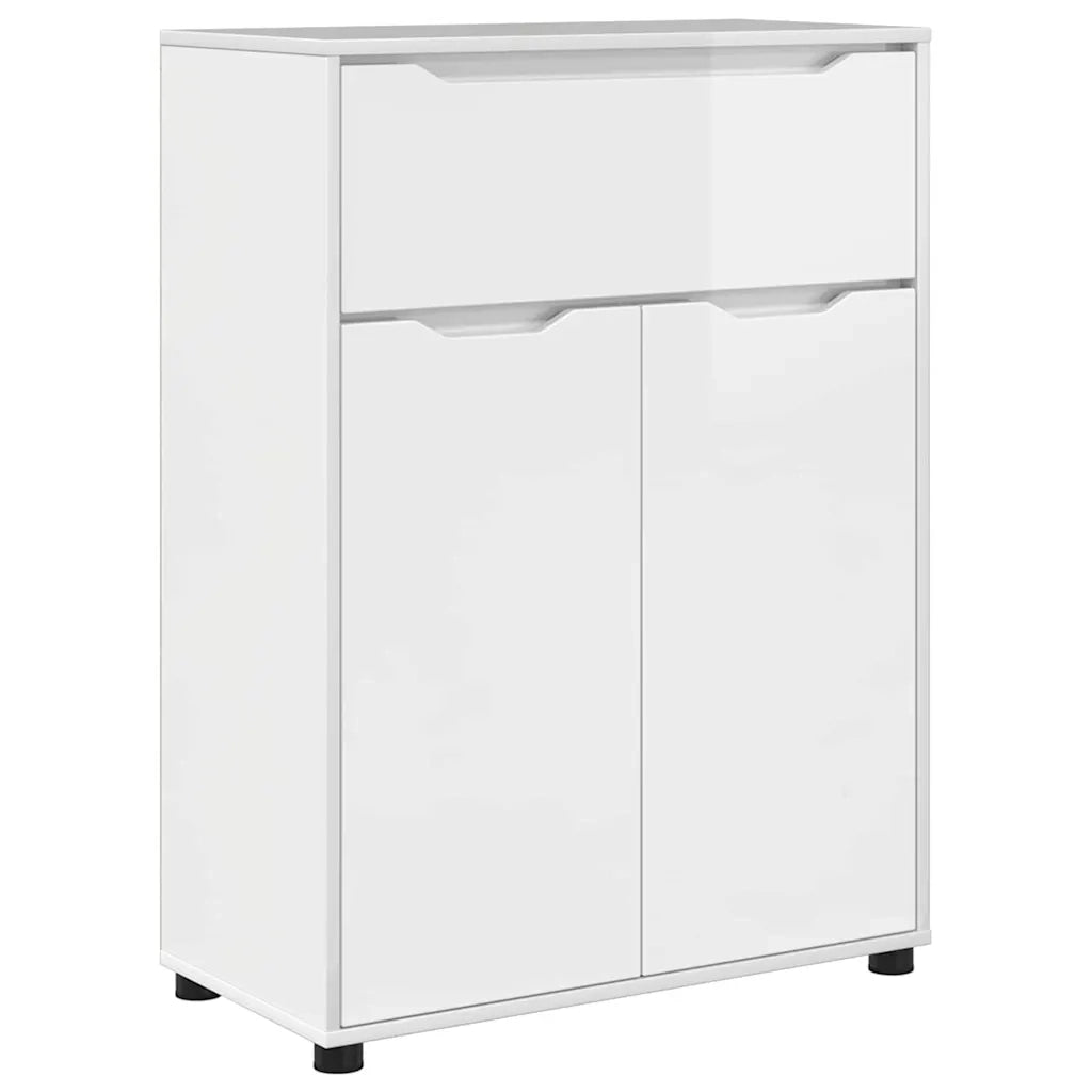 Set di mobili per il bagno con cassetto 3 pcs Bianco Lucido