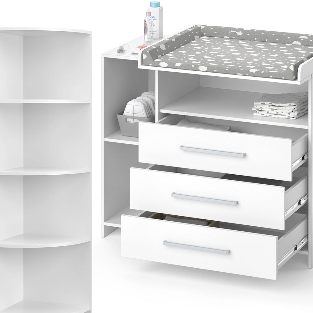 Vicco Set per cameretta Bianco 2 parti, con fasciatoio e ripiano per giocattoli