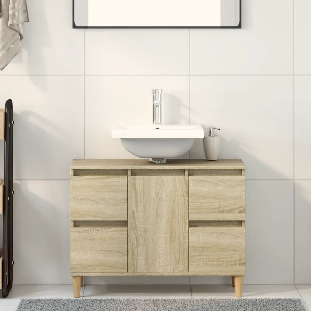 Mobile Lavabo | Armadio Lavabo Rovere Sonoma 80x33x60 cm in Legno Multistrato