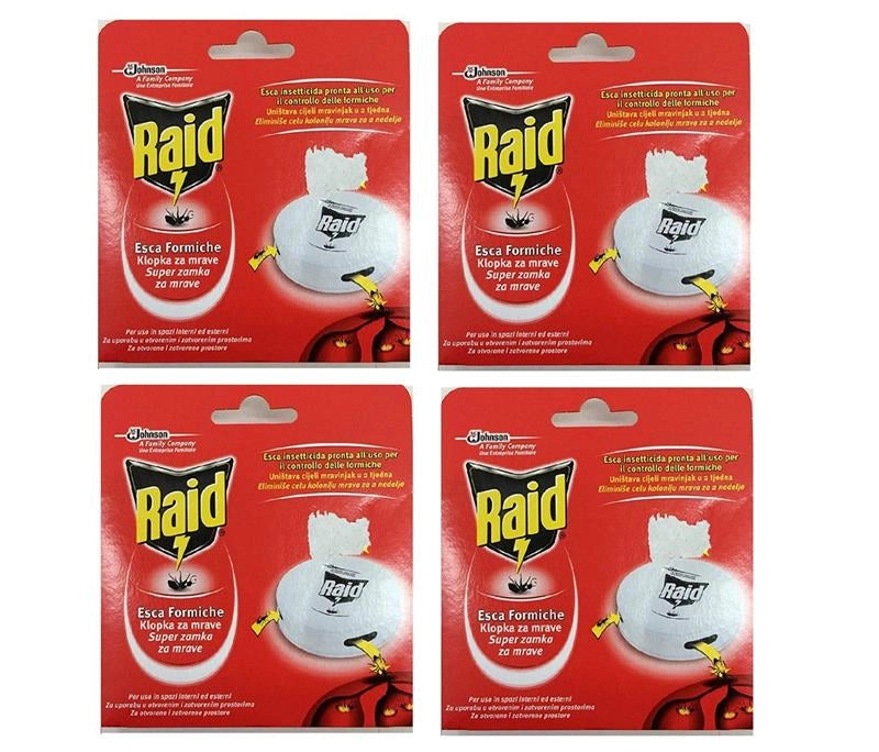 SET 4 CONFEZIONI RAID ESCA PER FORMICHE PRONTA ALL' USO