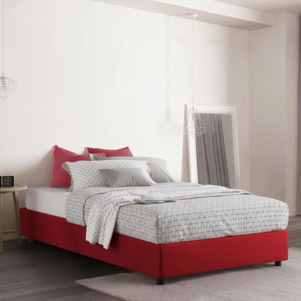 Aftis, Letto Piazza e Mezza Materasso Incluso Made in Italy, Rosso