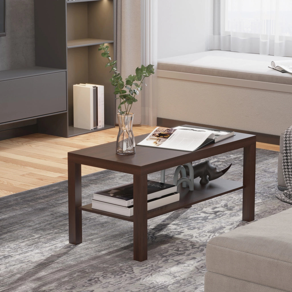 Tavolino da caff¨¨ ¨C Xylo ¨C legno effetto noce con 2 ripiani 90x45x44,5 cm