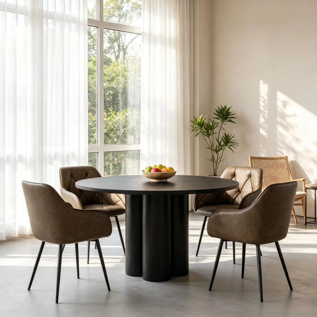 Sedie da pranzo 2 pezzi con braccioli ergonomiche imbottite in ecopelle e metallo marrone scuro 45,5 × 45 × 83,5 cm