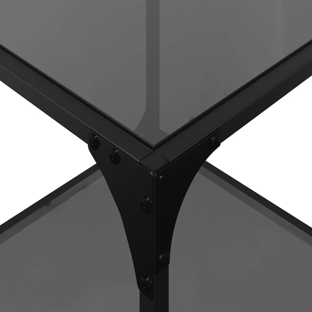 Tavolini da Salotto con Piano Vetro Nero 2pz 40x40x40cm Acciaio 845965