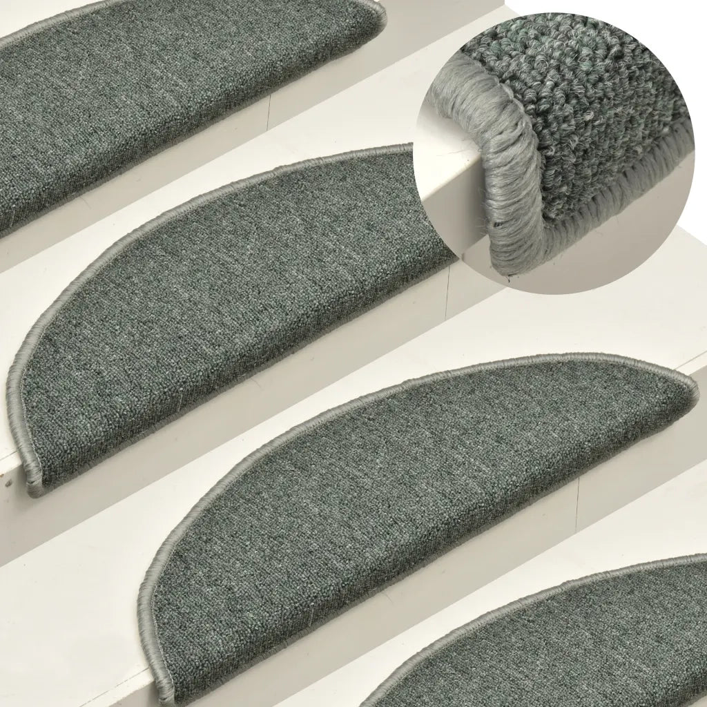 Tappetini per scale 15 pz | Gradini per Scale 56x17x3 cm Verde scuro semicircolari