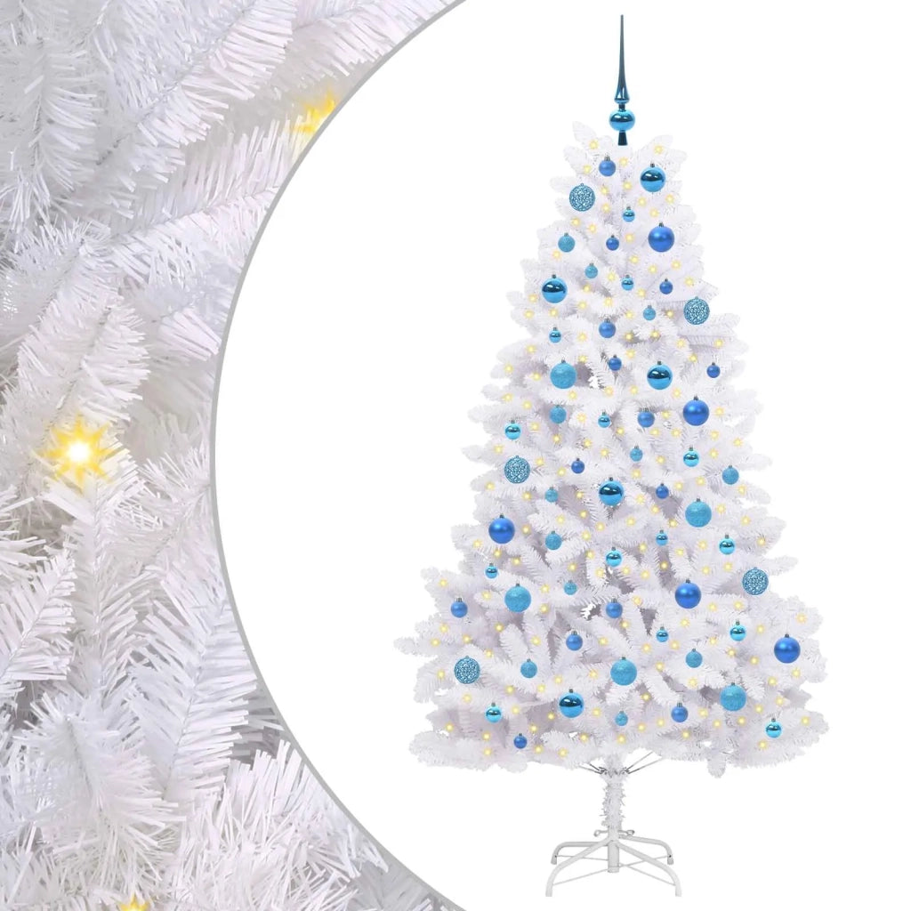 Albero di Natale Artificiale con Rami Pieghevoli Bianco 180 cm