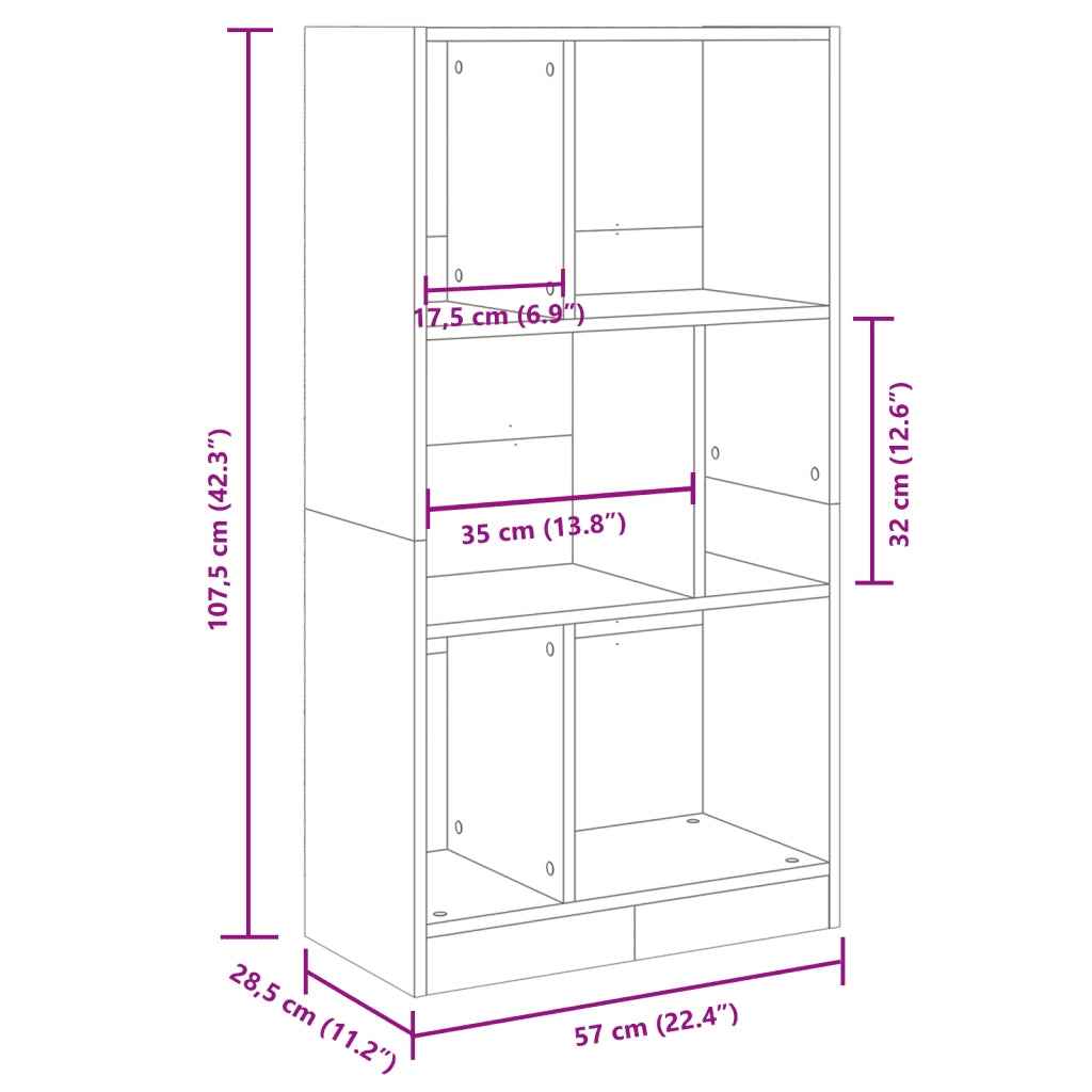 vidaXL Libreria Rovere Marrone 57x28,5x107,5 cm in Legno Multistrato