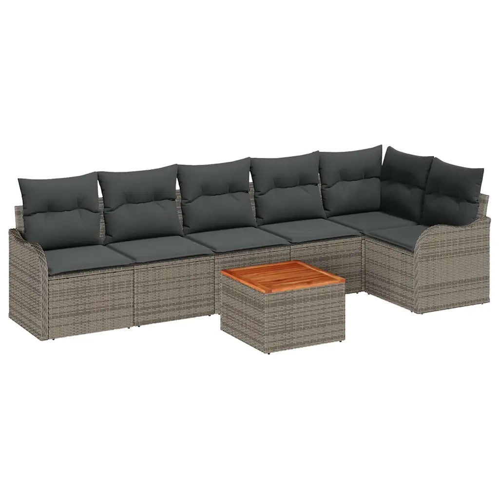 Set Divano da Giardino con cuscino 7 pcs Grigio polyrattan