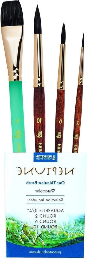 Pennelli Acquaragia Professionali 4pz Set di Pennelli Sintetici morbidi - 3/4 Pollici - Set di Pennelli da Pittura Acquaragia 2 - 6 - 10 Circolari