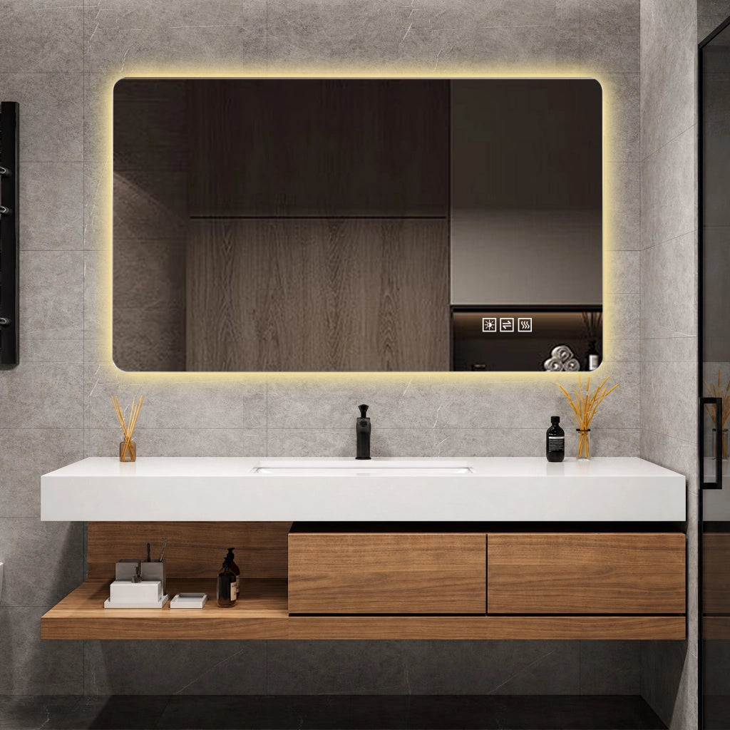 Specchio bagno LED 60 x 100 cm, anti-appannamento, 3 tonalità di luce, dimmerabile, memoria, montaggio orizzontale e verticale