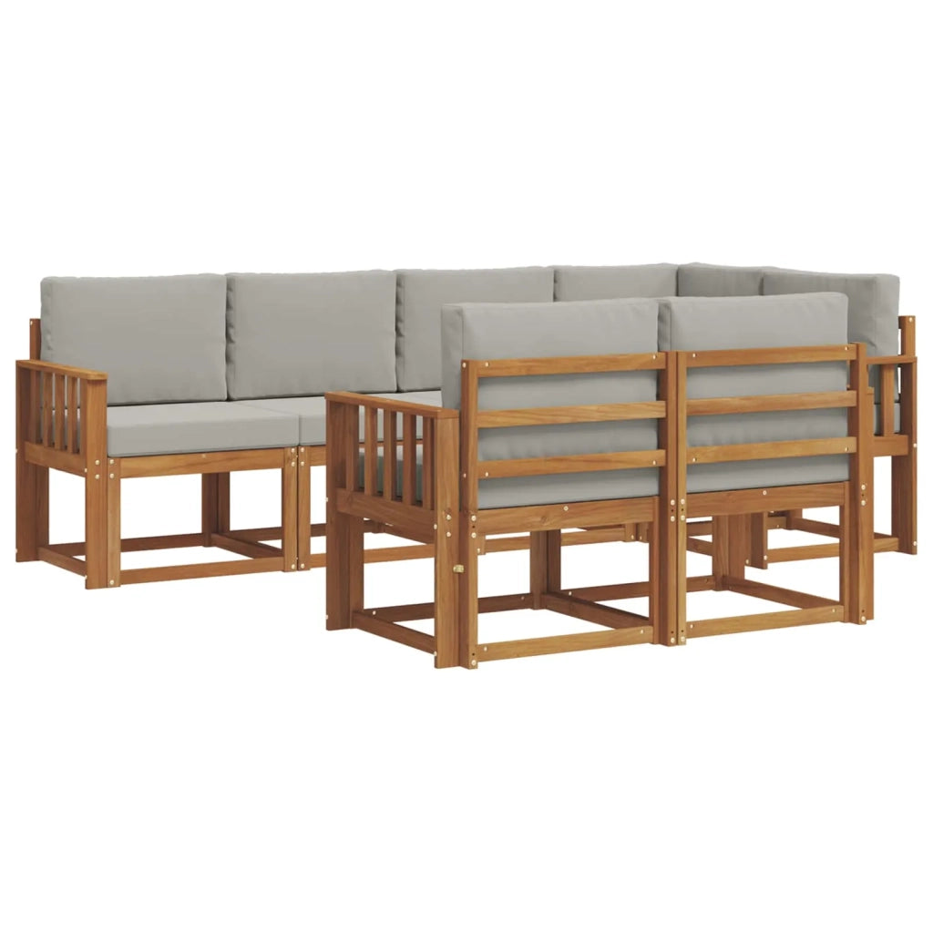 Set di divani da esterno 7 pcs Grigio Naturale e Chiaro