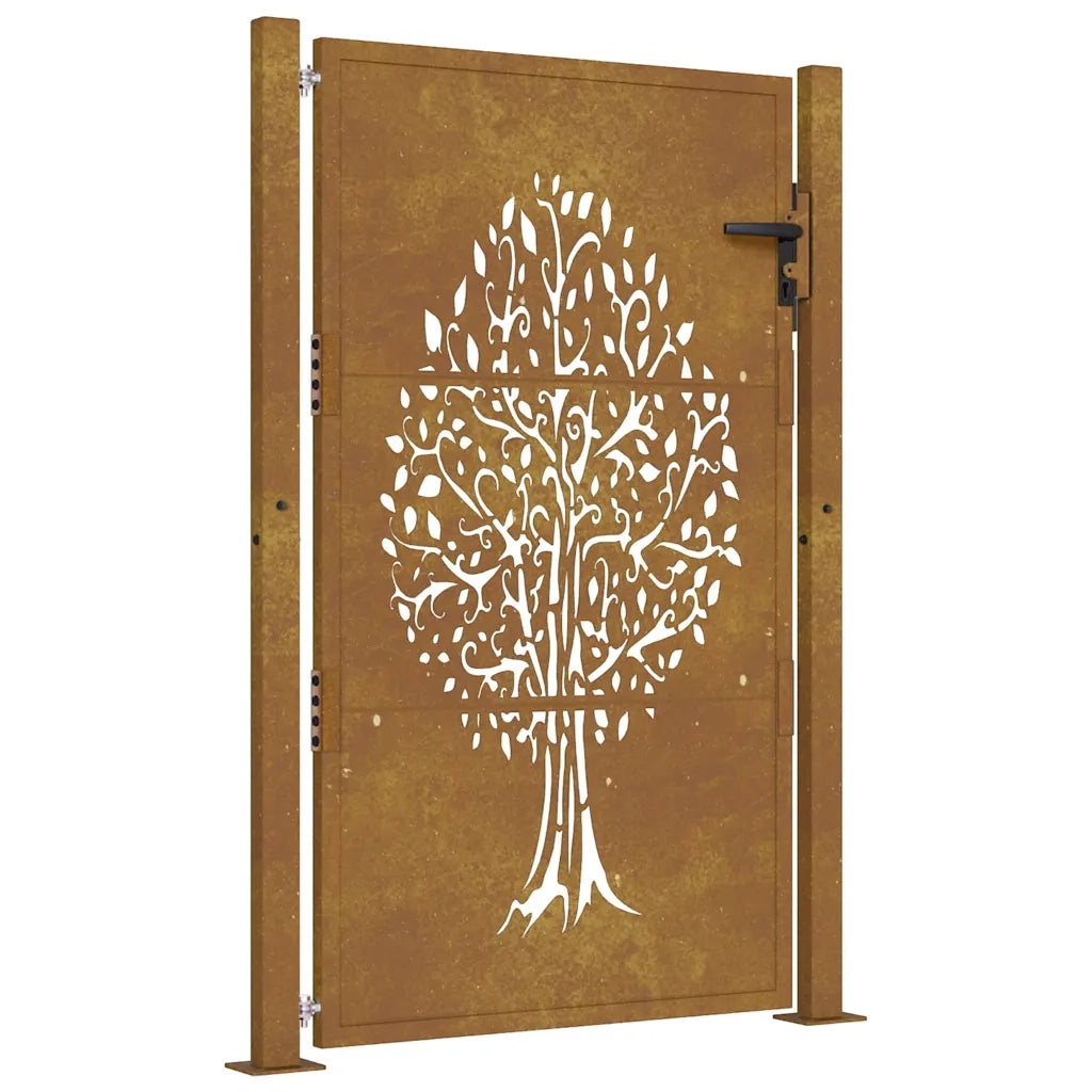 Cancello da giardino 100x150 cm in acciaio Corten con design ad albero 153163