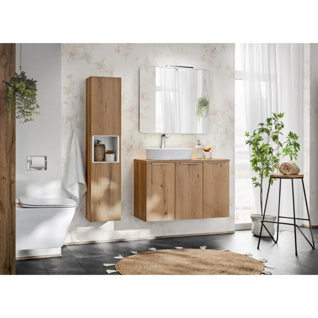 Mobile sottolavabo VANO – 2 ante – Colore rovere – L60 × P57 × H39 cm – Da appendere