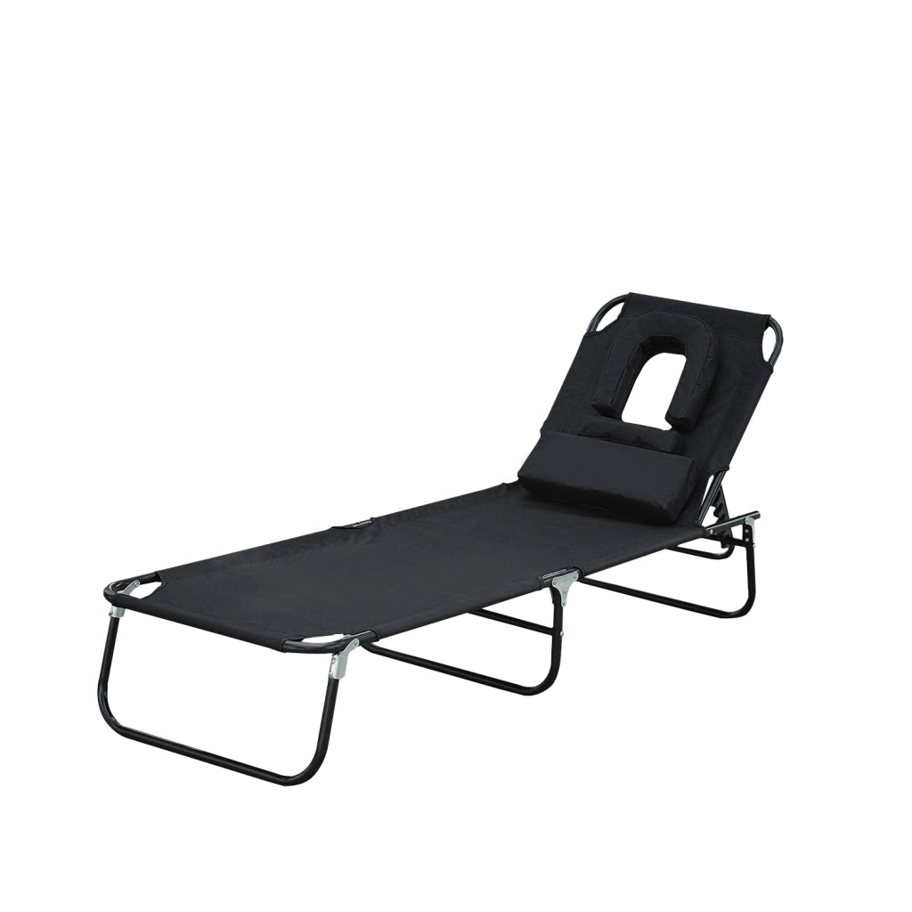 Poltrona da giardino reclinabile con poggiapiedi ¨C zephmum ¨C nero 190x56x28 cm