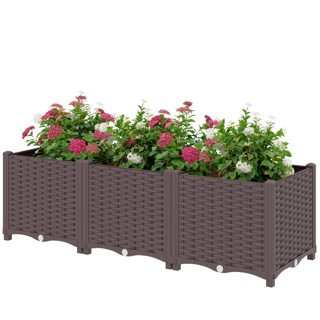 Letto da giardino ¨C zephmum ¨C 120x40x37, marrone, plastica, auto-irrigante