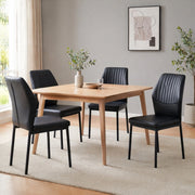 Sedia da Pranzo Set da 4 con Schienale Ergonomico Imbottito e Gambe in Metallo, PU Nero, 93 cm