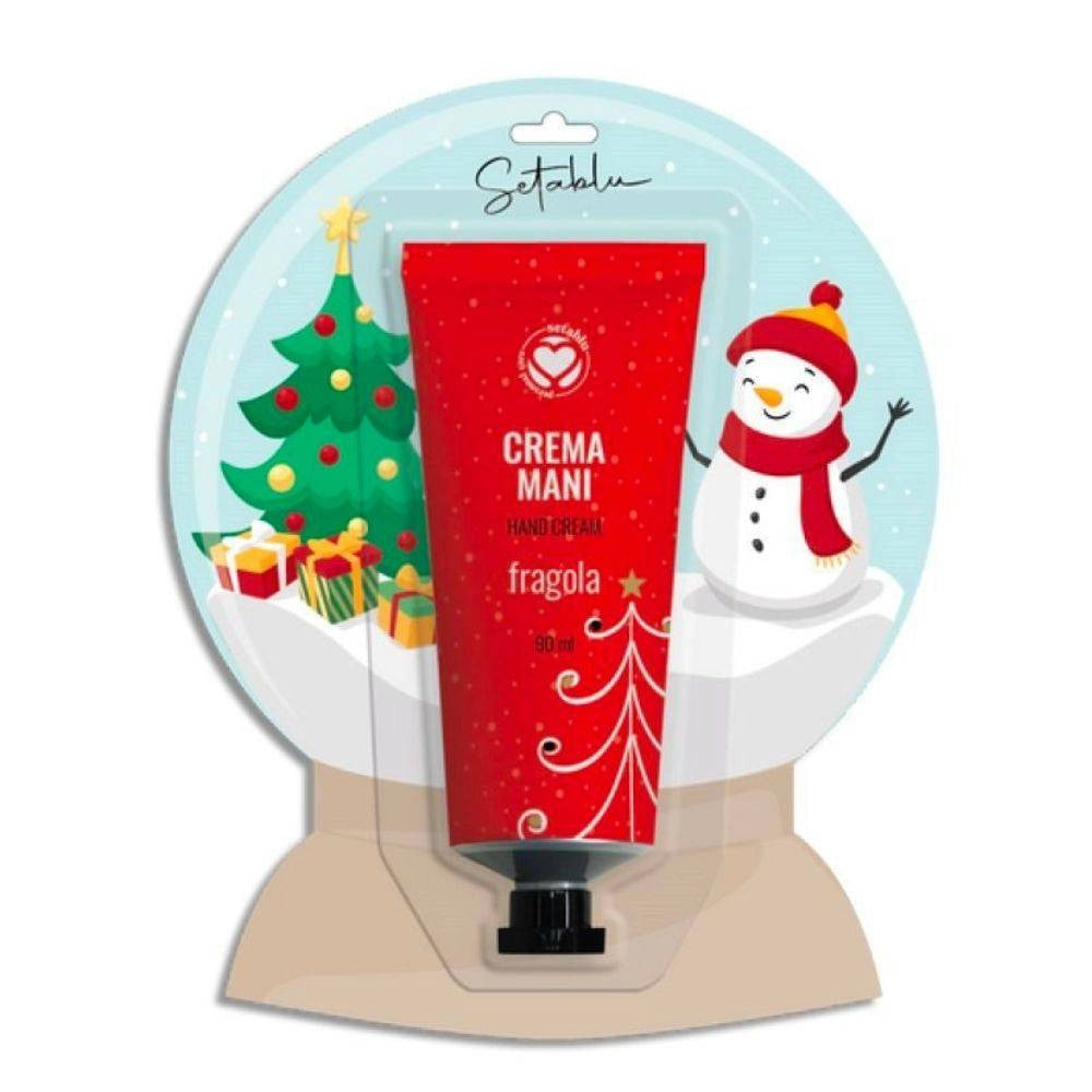 Trade Shop - Crema Mani Fragola Seta Blu 100ml Idea Regalo Natale Confezione Palla Di Neve -