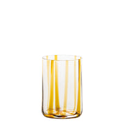Zafferano Set 6 Bicchieri Tumbler Tirache in vetro colorato lavorato a mano, tonalità Ambra, design elegante e raffinato per la tua tavola