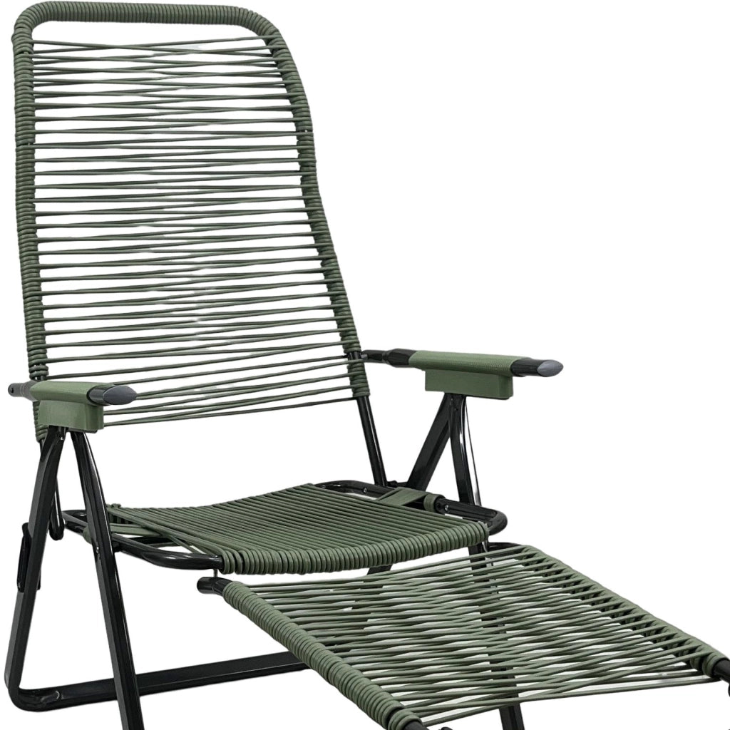 Marvin Sdraio Cordonata con Poggiapiedi Sedia a Sdraio da Giardino Filo in Pvc Pieghevole Metallo Poltrona Relax d Verde