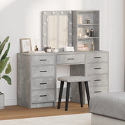 Set da Toeletta in 3 Pezzi con LED - Grigio Cemento Legno Ingegnerizzato