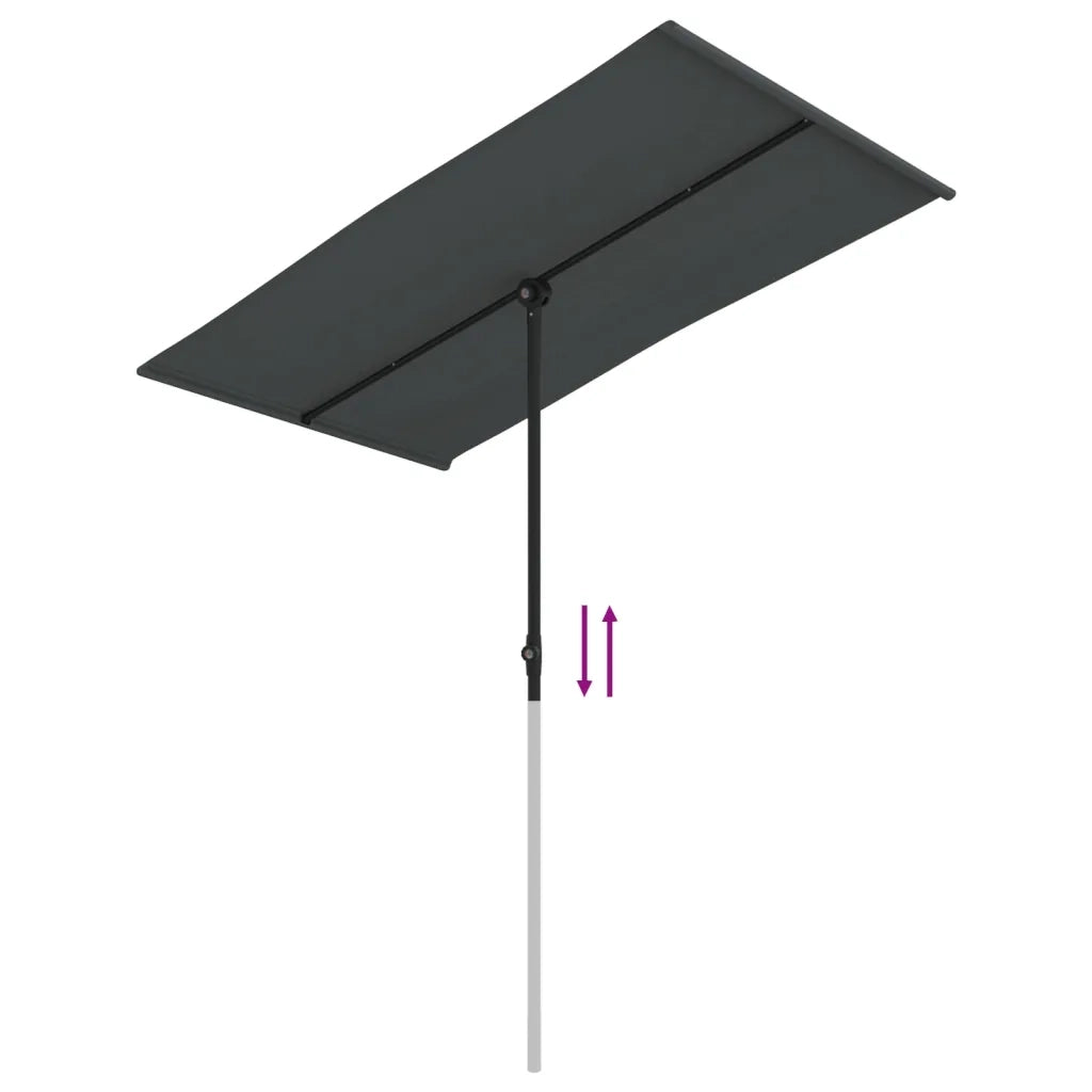 Ombrellone da Giardino-Ombrello da Balcone Palo in Alluminio 180x110cm Antracite
