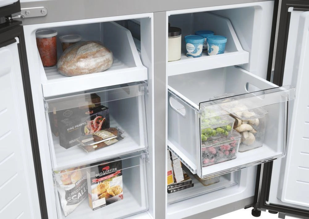 Haier Multidoor HCR3818ENMM ClasseE 467lt-Platino, Stainless steel
