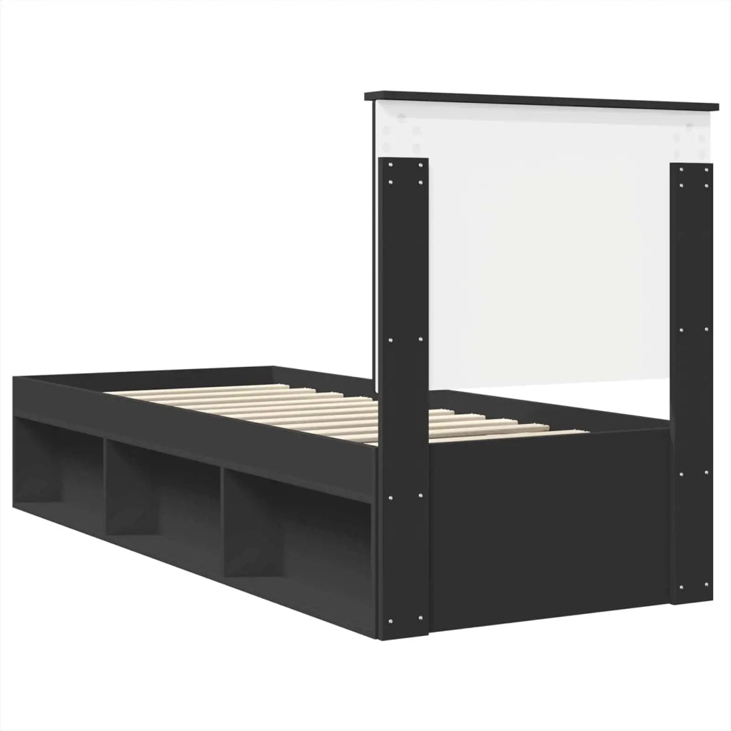 Struttura del letto con testiera-Giroletto con Testiera Nero e Argento 75 x 190 cm 729924